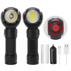 360 Degree Rotating Head Tail Magnet USB Rechargeable Flashlight