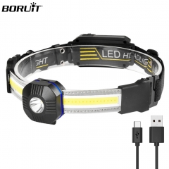 Outdoor Lightweight 500Lumen COB Super Bright Rechargeable Head Torch Waterproof Portable LED Headlights for camping running