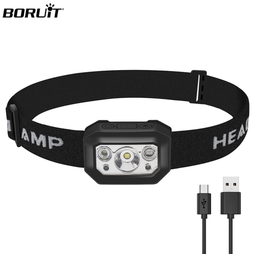 BORUiT New Arrival Mini Headtorch Red/Blue/Green/White Light Color Rechargeable Headlamp